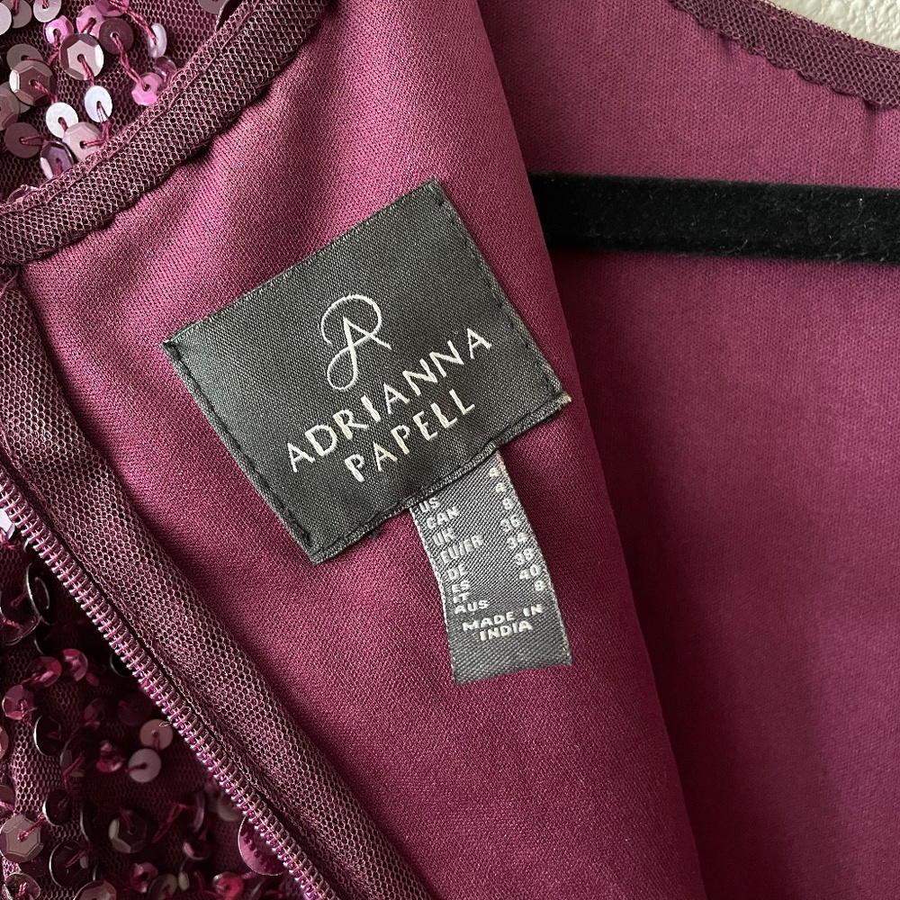 Adrianna Papell Sequined Cap Sleeve Gown - Picture 3 of 5